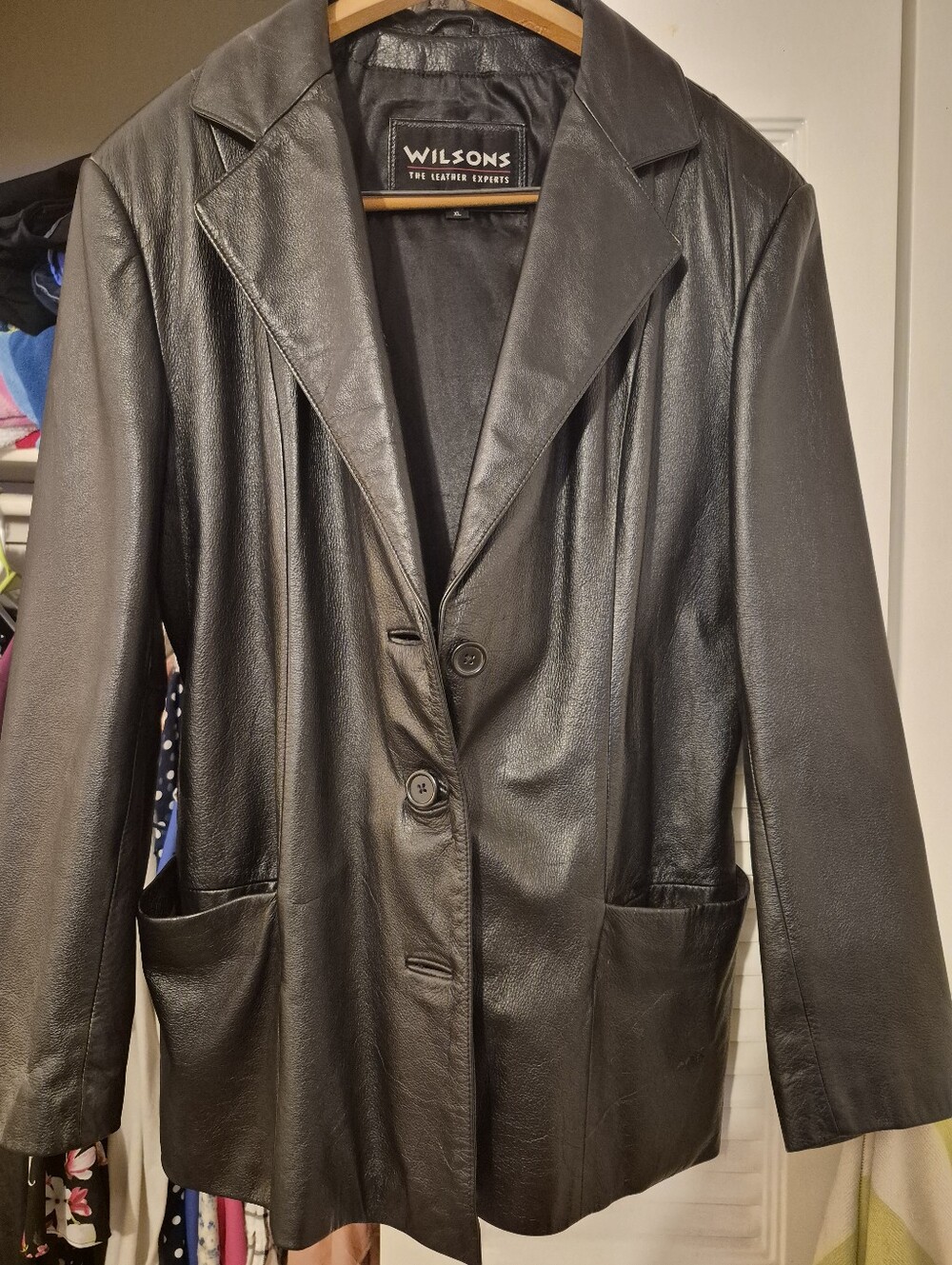 Wilson Black Leather Button-Front Blazer Jacket